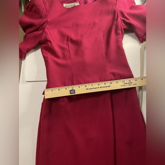Vintage Albert Nipon Magenta Ruffle Bow Button Lined Dress Size 4 Shoulder Pads - Picture 11 of 16